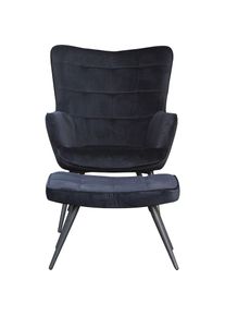 Sessel »Uta« 1 Stk. tlg. wahlweise mit oder ohne Hocker, in Cord, Samt oder Webstoff , schwarz , ByLiving