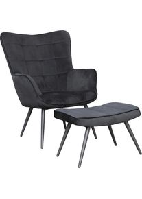 Sessel »Uta« 1 Stk. tlg. wahlweise mit oder ohne Hocker, in Cord, Samt oder Webstoff , schwarz , ByLiving