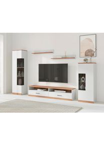 Home Affaire , Wohnwand »Ribe Wohnwand Set-5 St.« Set, 5 Stk. tlg. Glaseinsatz aus gehärtetem Glas,Böden teilweise versetzbar , Die Wohnwand...