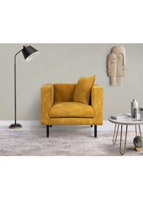 Home Affaire Sessel »Lillibeth Cocktailsessel, Loungesessel, Masse B/T/H: 90/74/83 cm« Zierkissen als Wendekissen 45x45 cm, in Samtoptik oder Cord , gelb , Home...