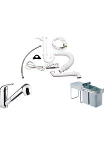 eyckhaus kitchen & cooking Eyckhaus kitchen & cooking , Anschlussgarnitur (Komplett-Set, 8 Stk. tlg.) mit Armatur, Müllsammler und Herdanschluss, für Küchen , silberfarben