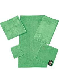 Waschhandschuh »Cashmere feeling« mit Wellen-Bordüre , blau , Ross , Obermaterial: 100% Baumwolle