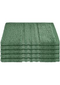 Gästehandtücher »Milano aus 100% Baumwolle mit eleganter Bordüre in Hoch-Tief-Optik« Made in Green , grün , Schiesser , Obermaterial: 100% Baumwolle
