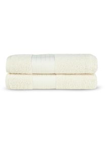 Badetücher »Uni« Baumwolle, Walkfrottee, Bordüre, 500 GSM, Einfarbig, Ohne Aufhängung , beige , Good Morning , Obermaterial: 100% Baumwolle