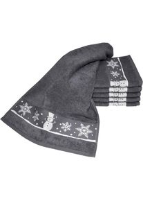 Gästehandtücher »Schneemann« Made in Germany (6 Gästetücher) , grau , Dyckhoff , Obermaterial: 100% Baumwolle