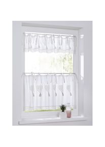 Scheibengardine »Camille« Bindebänder 1 Stk. tlg. Kurzgardine, Baumwolle, Landhaus, romantisch, Herz, Spitze, Volant , weiss , Kutti ,...