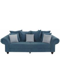 Home Affaire, Home Affaire Big-Sofa &raquo;King Henry Mega Sofa, viel Platz, Breite 242cm, Federkern&laquo; in legerer Polsterung und vielen losen Kissen, petrol,