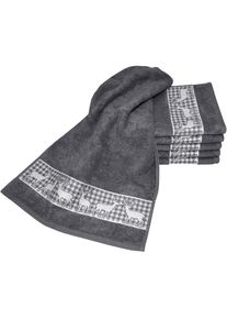 Gästehandtücher »Hirschparade« Made in Germany (6 Gästetücher) , grau , Dyckhoff , Obermaterial: 100% Baumwolle