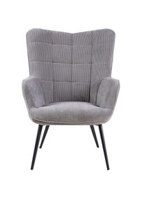 Sessel »Uta« 1 Stk. tlg. wahlweise mit oder ohne Hocker, in Cord, Samt oder Webstoff , grau , ByLiving