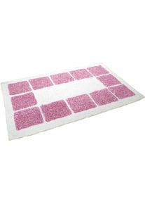 Mesana, Mesana Badematte &raquo;Karo Melange&laquo; H&ouml;he 15 mm rutschhemmend beschichtet fussbodenheizungsgeeignet modernes Design, mit Bord&uuml;re, rechteckig & 