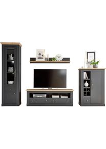 Wohnwand »Westminster TOPSELLER!« Set, Vitrine, Lowboard, Kommode, Wandregal, 4 Stk. tlg. im romantischen Landhausstil , grau , Home Affaire