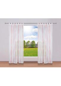 my home, my home Gardine &raquo;DIMONA&laquo; Schlaufen 2 Stk. tlg. 2-er Set, Voile, Polyester, Wellen, wei&szlig;, ros&eacute;, Voile, Polyester