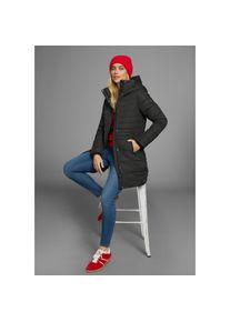 Polarino, Unisex, Wintermantel Warm wattiert. Obermaterial wasserabweisend und winddicht., schwarz, 40, Warm wattierter Steppmantel mit Kapuze