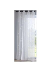 Kutti, Vorhang &raquo;Nelly&laquo; &Ouml;sen 1 Stk. tlg. mit praktischen &Ouml;sen, halbtransparent, modern bestickt Kreise grau, wei&szlig;, Voile, Polyester