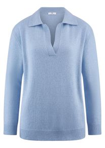 Peter Hahn - Polo-Pullover, blau, Gr. 48, Wolle