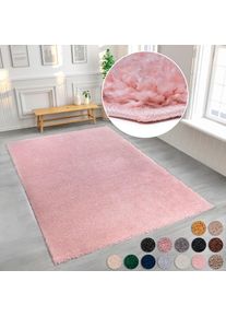 Hochflor-Teppich »Viva« rechteckig 45 mm Höhe Uni Farben, einfarbig, besonders weich und kuschelig, Kundenliebling , rosa , my home , Obermaterial:...