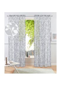 my home, my home Gardine &raquo;Issoire&laquo; Stangendurchzug 1 Stk. tlg. Wohnzimmer, Schlafzimmer, Esszimmer, gemustert, modern, hellgrau, Polyester