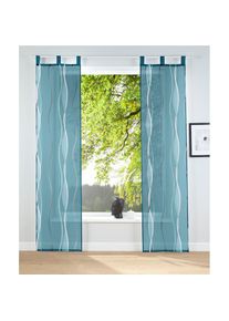 Schiebegardine »Dimona« Schlaufen 2 Stk. tlg. 2er-Set, Fertiggardine, inkl. Beschwerungsstange, Wellen , blau , my home , Obermaterial: 100% Polyester