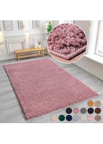 Hochflor-Teppich »Viva« rechteckig 45 mm Höhe Uni Farben, einfarbig, besonders weich und kuschelig, Kundenliebling , lila , my home , Obermaterial:...