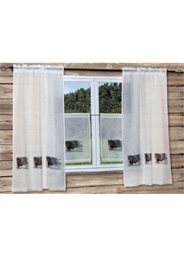 Gardine »Weihnachtsmann« Stangendurchzug 1 Stk. tlg. Landhaus-Look , beige , HOSSNER - ART OF HOME DECO , Obermaterial: 100% Polyester