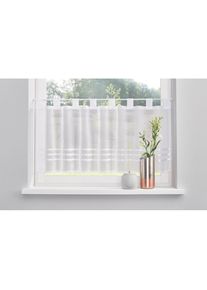 Scheibengardine »Kira« Schlaufen 1 Stk. tlg. mit einseitig aufgenähten Satinbändern, Querstreifen , weiss , my home , Obermaterial: 100% Polyester