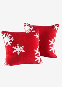 Kuscheldecke mit Schneeflocken in rot, 100x150 cm, bonprix