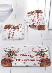 Tapis de bain à mémoire de forme en blanc2 (Tapis WC mural 45/50 cm), Couleur/Motif: blanc/rouge, bonprix