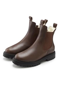 ELBSAND, Unisex, Stiefelette &raquo;Chelseaboots&laquo; Stiefel, Boots, Winterstiefel, Schlupfstiefel aus Leder mit Warmfutter, camelfarben, 39, Winter-