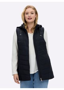 sheego Witt Damen Steppweste mit Kapuze und Stehkragen, tiefblau, Größe 48, 100% Polyester. Wattierung: 100% Polyester