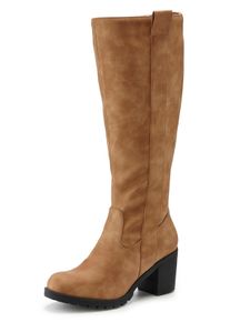 Lascana Witt Damen Weitschaftstiefel, camelfarben, Größe 39, 100% Leder