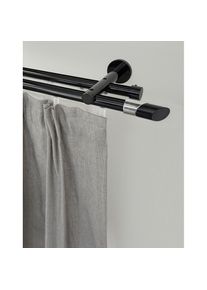 Gardinenstange »BLACK« Ø 20 mm 2 läufig-läufig Wunschmasslänge Vorhanggarnitur, Innenlauf, verlängerbar, Knopf abgeschrägt 2-farbig , schwarz , Garesa