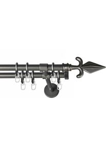 Gardinenstange »RUSTIKA« Ø 16 mm 2 läufig-läufig Wunschmasslänge rustikale Vorhanggarnitur, verlängerbar, m. Ringe, Endknopf Pfeil , grau , Garesa