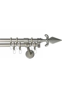 Garesa Gardinenstange »RUSTIKA« Ø 16 mm 2 läufig-läufig Wunschmasslänge rustikale Vorhanggarnitur, verlängerbar, m. Ringe, Endknopf Pfeil , silberfarben ,...