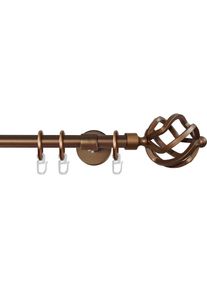 Gardinenstange »RUSTIKA« Ø 16 mm 1 läufig-läufig Wunschmasslänge rustikale Vorhanggarnitur, verlängerbar, m. Ringe, Endknopf Korb , braun , Garesa