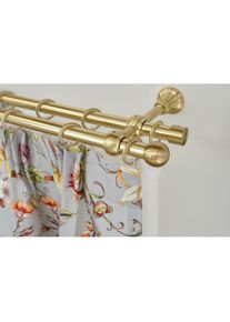 Gardinenstange »ANDREA« Ø 20 mm 2 läufig-läufig Wunschmasslänge Vorhanggarnitur, verlängerbar, Endknopf Kugel kurz, mit Ringen , goldfarben , Garesa