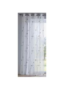 Kutti, Vorhang &raquo;Nelly&laquo; &Ouml;sen 1 Stk. tlg. mit praktischen &Ouml;sen, halbtransparent, modern bestickt Kreise grau, grau, wei&szlig;, Voile, Polyester