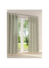 Stickereien Plauen, Vorhang &raquo;Hirsch&laquo; Schlaufen 1 Stk. tlg., creme, grau, Polyester, Viskose