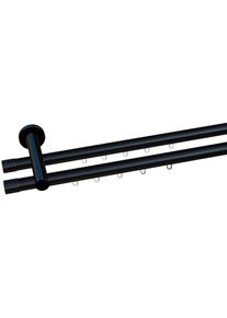 Indeko, Indeko Gardinenstange &raquo;Consul&laquo; &Oslash; 20 mm 2 l&auml;ufig-l&auml;ufig Wunschmassl&auml;nge Innenlauf Komplett-Set inkl. Gleitern und Montagematerial, schwarz, 