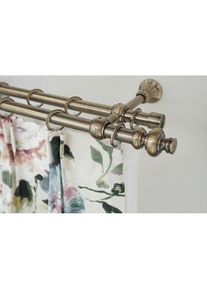 Gardinenstange »ANDREA« Ø 20 mm 2 läufig-läufig Wunschmasslänge Vorhanggarnitur, verlängerbar, Endknopf Profil gross, mit Ringen , goldfarben , GARESA