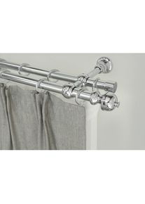 Gardinenstange »ANDREA« Ø 20 mm 2 läufig-läufig Wunschmasslänge Vorhanggarnitur, verlängerbar, Endknopf Profil klein, mit Ringen , grau , Garesa