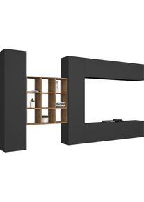 Inosign , Wohnwand »Maruska« 1 Stk. tlg. , grau , Set besteht aus 1 Vitrine, 1 Lowboard, 1 Highboard und 2 Wandregalen