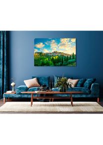 Acrylglasbild »Elina« Gebäude Italien Landschaft Stadt Tannenbaum 1 Stk. tlg. Fine Art-Print in Galeriequalität , blau , queence