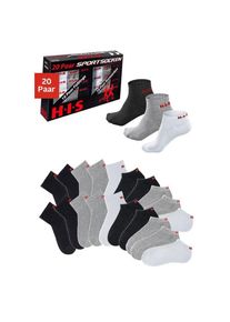 H.I.S. H.I.S, Herren, Kurzsocken Set, 20 Stk. tlg. und Sneakersocken mit Frottee, wei&szlig;, grau, schwarz, 35-38, Grosspackung Unisex-Socken in unterschiedlichen