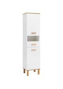 Schildmeyer, Hochschrank &raquo;Padua&laquo; F&uuml;sse aus Massivholz, wei&szlig;, eichefarben landhaus, Holzwerkstoff, B/H/T: 40,4 cm x 178,5 cm x 35 cm