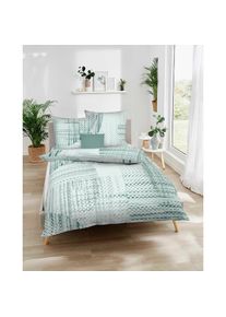 Bettw&auml;sche &raquo;Supreme&laquo; 3 Stk. tlg. mit graphischem Print , gr&uuml;n , Kaeppel , Obermaterial: 100% Baumwolle