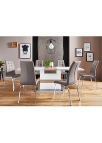 Inosign, Inosign Essgruppe &raquo;Perez/Lila&laquo; Set, 5 Stk. tlg. mit 4 St&uuml;hlen, Tisch ausziehbar, Breite 160-200 cm, wei&szlig; hochglanz, cappucino,