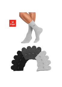 H.I.S. H.I.S, Herren, Socken Packung, 12 Stk. tlg. ohne einschneidendes Gummi, 4x schwarz, 4x anthrazit, meliert, 4x grau, meliert, 43-46, Basic Herrensocke 