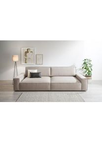 Home Affaire Big-Sofa »NEU: SHERWOOD XXL, Big-Sofa (316cm), extra tiefe Sitzfläche 95 cm« bequemer Sitzkomfort, Cord u. Leinenoptik, Kedernaht , beige , Home...