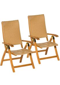 Merxx, Merxx Gartenstuhl &raquo;Capri&laquo; (Set) 2 Stk.2er Set, Akazie/Polyrattan, klappbar, natur, natur, Massivholz, Rattan, B/H/T: 61 cm x 113 cm x 69,5 cm