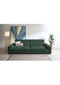 Home Affaire Big-Sofa »NEU: SHERWOOD XXL, Big-Sofa (316cm), extra tiefe Sitzfläche 95 cm« bequemer Sitzkomfort, Cord u. Leinenoptik, Kedernaht , grün , Home...